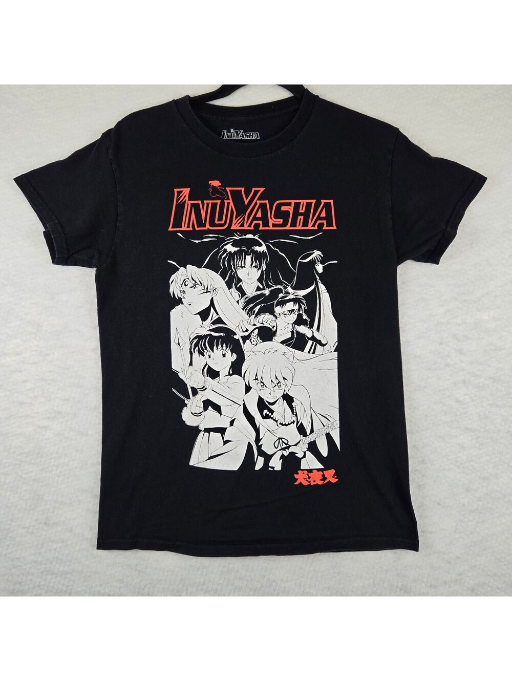InuYasha Graphic T-Shirt Black Size S Anime Characters Cotton